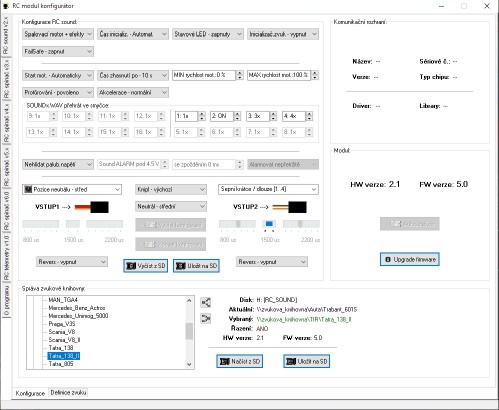 Konfiguran aplikace pro RC sound v2.x, RC spna v3.0, v4.x, v5.x i v6.0